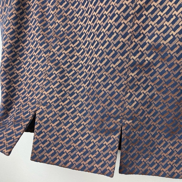 JULIANNA COLLEZIONE Blue/Tan Pencil Skirt with Petal Hem - Picture 4 of 16